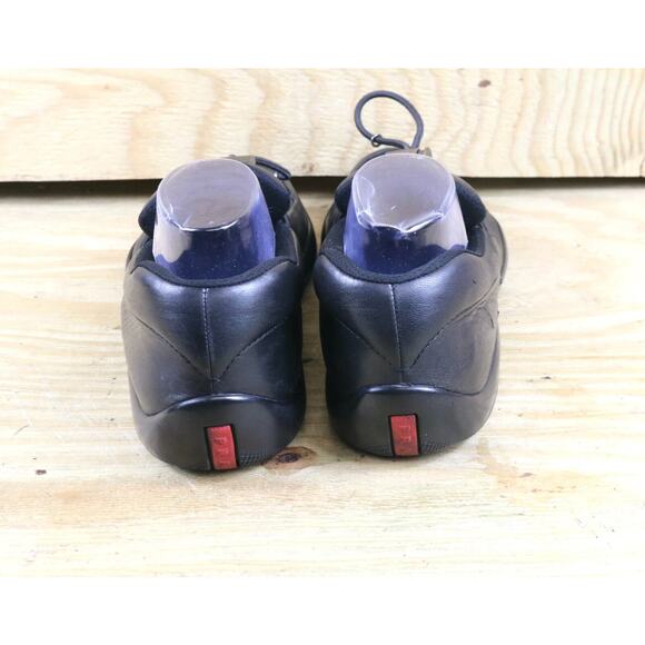 Prada Sport Mens Shoes 10 Black Leather Lines Rossa Toggle Loafers Slip On - Picture 2 of 11